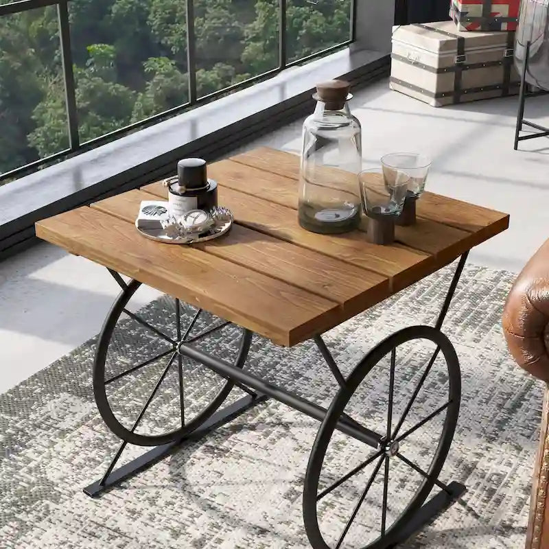 Table d'appoint industrielle en métal à roulettes de 19 pouces