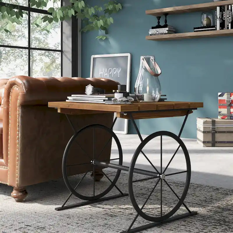 Table d'appoint industrielle en métal à roulettes de 19 pouces