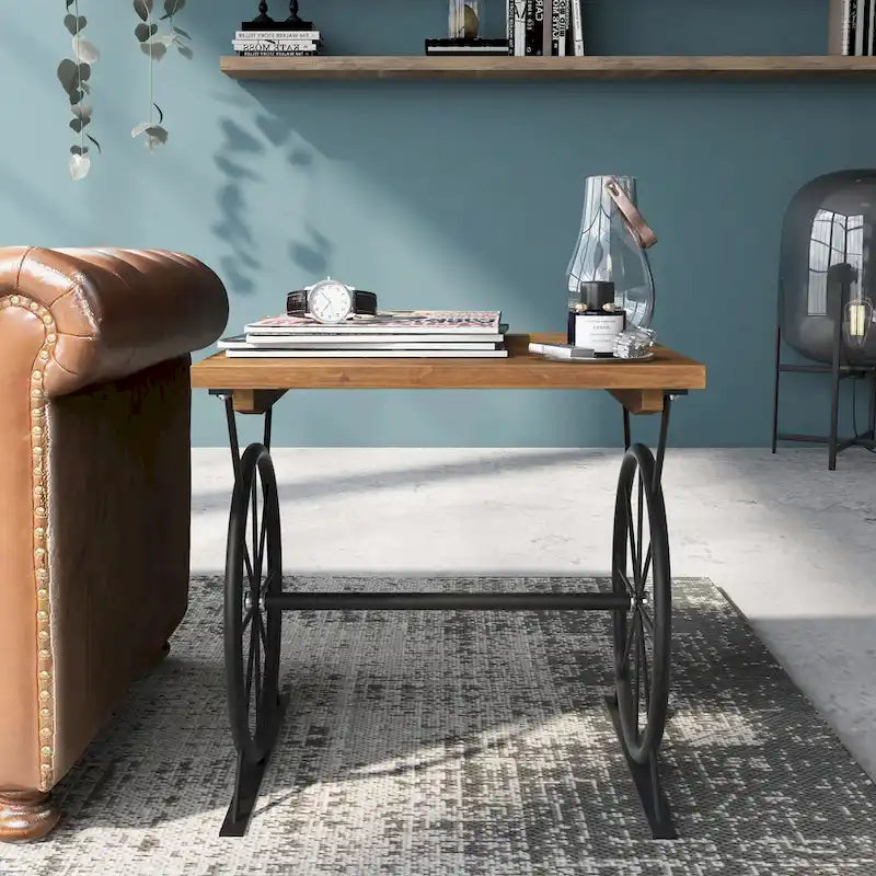 Table d'appoint industrielle en métal à roulettes de 19 pouces