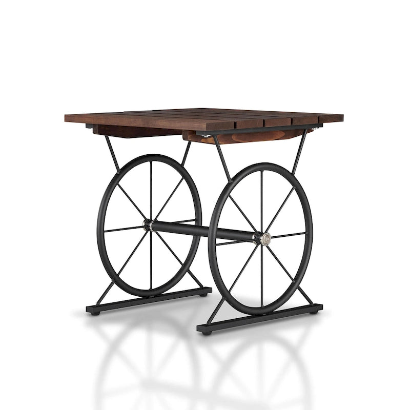 Table d'appoint industrielle en métal à roulettes de 19 pouces