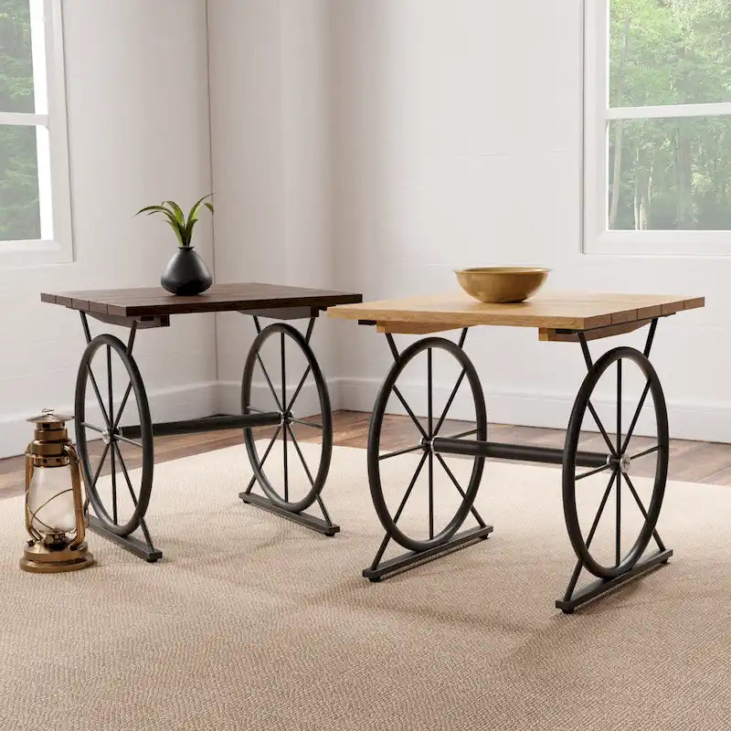 Table d'appoint industrielle en métal à roulettes de 19 pouces