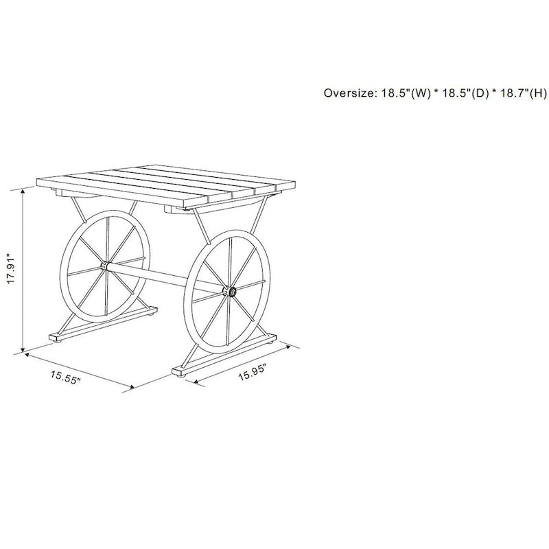Table d'appoint industrielle en métal à roulettes de 19 pouces