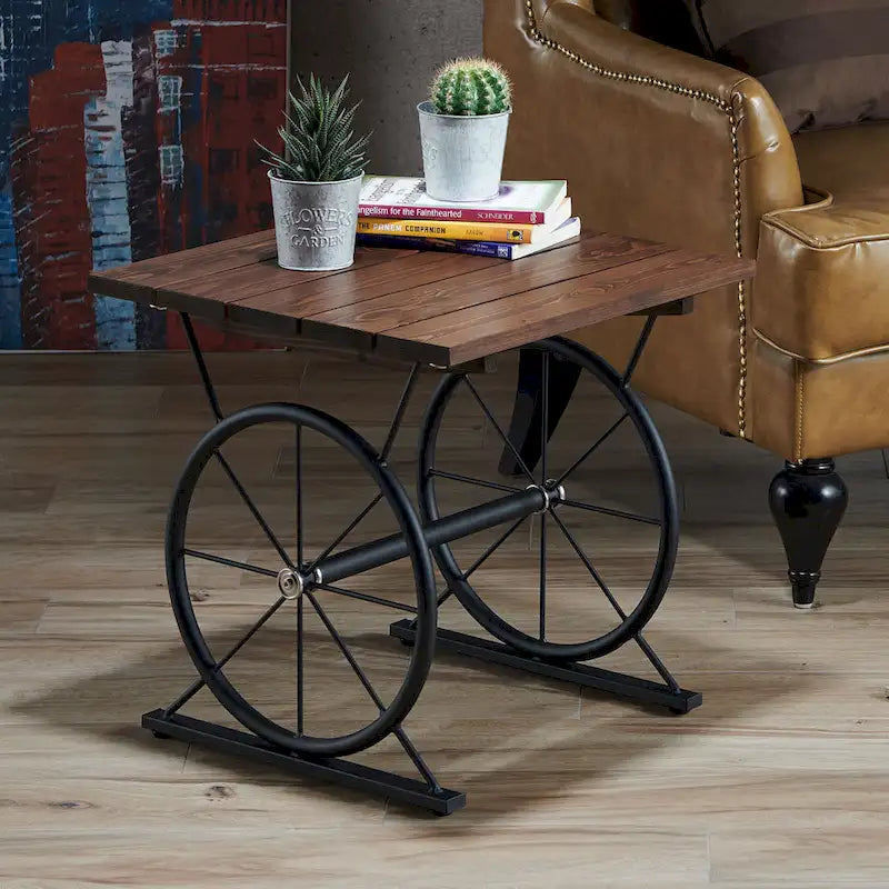 Table d'appoint industrielle en métal à roulettes de 19 pouces