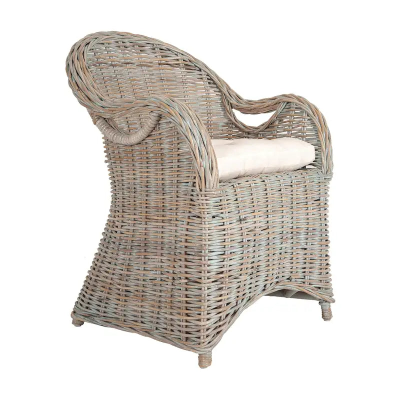 Fauteuil en rotin naturel tressé à la main avec coussin par