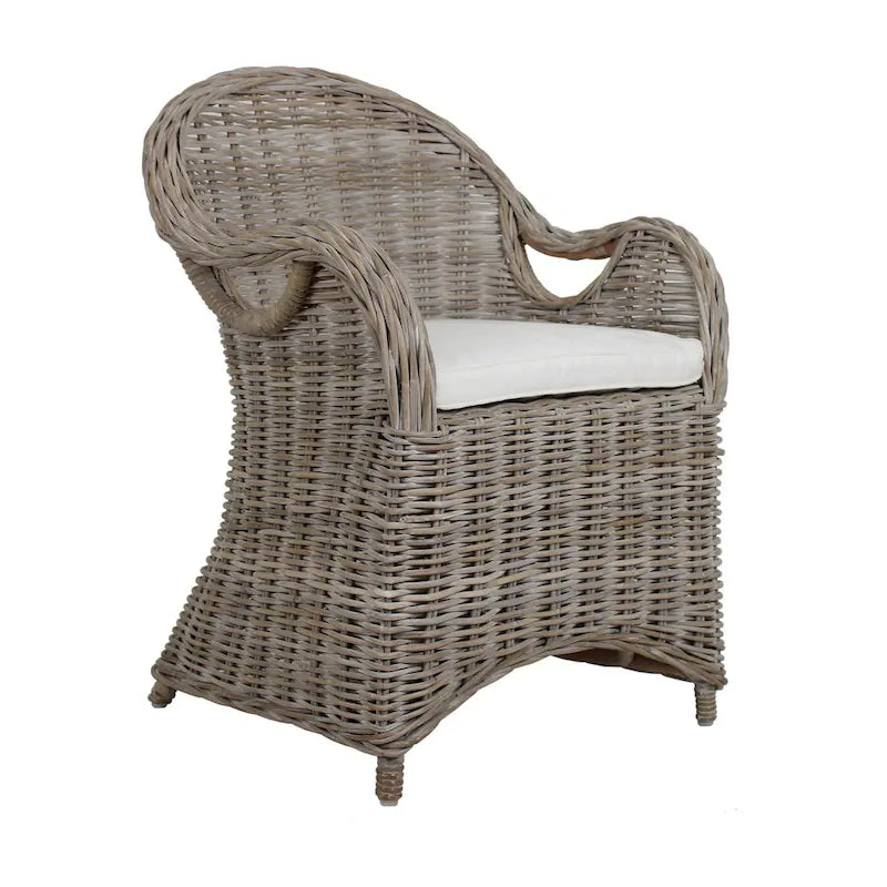 Fauteuil en rotin naturel tressé à la main avec coussin par