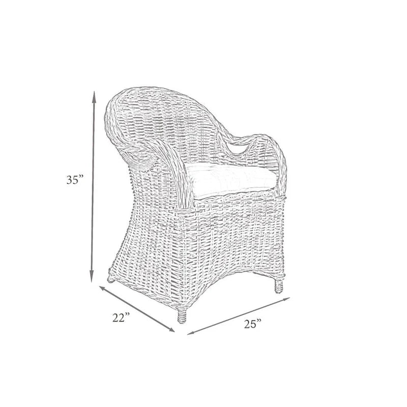 Fauteuil en rotin naturel tressé à la main avec coussin par