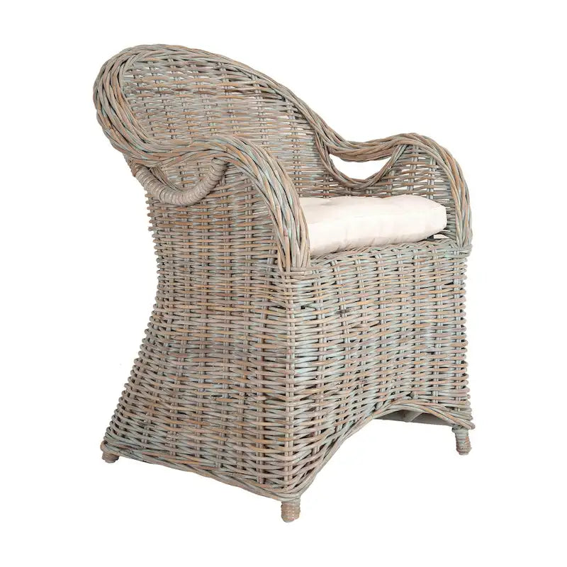 Fauteuil en rotin naturel tressé à la main avec coussin par
