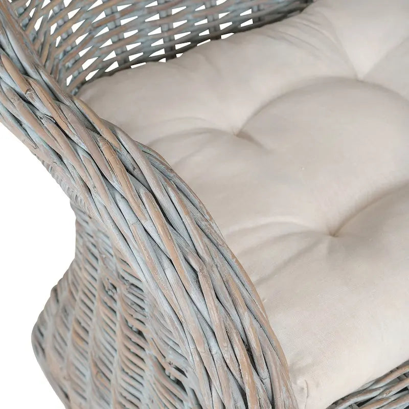 Fauteuil en rotin naturel tressé à la main avec coussin par