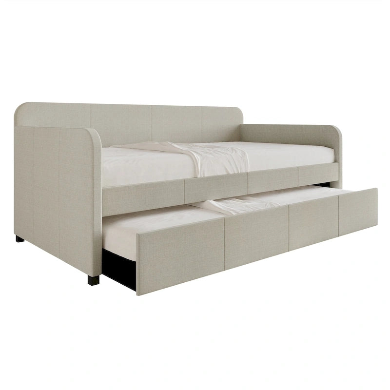 Lit de repos rembourré minimaliste double avec lit gigogne