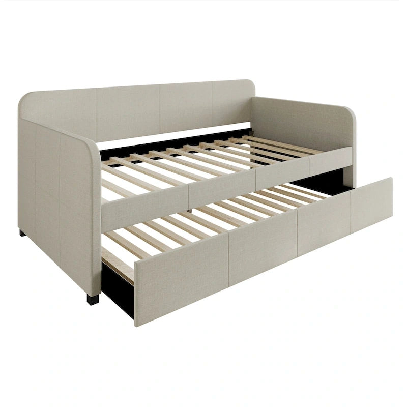 Lit de repos rembourré minimaliste double avec lit gigogne