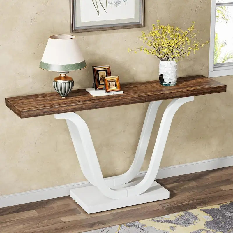 Console de ferme, table de canapé en bois de 140 cm, table d'entrée