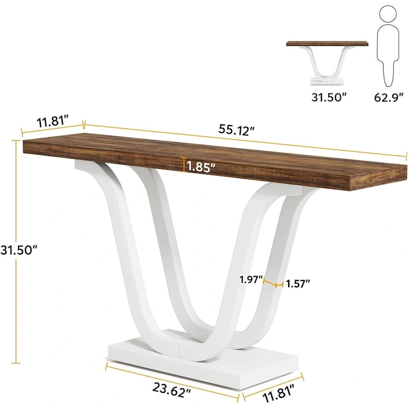 Console de ferme, table de canapé en bois de 140 cm, table d'entrée