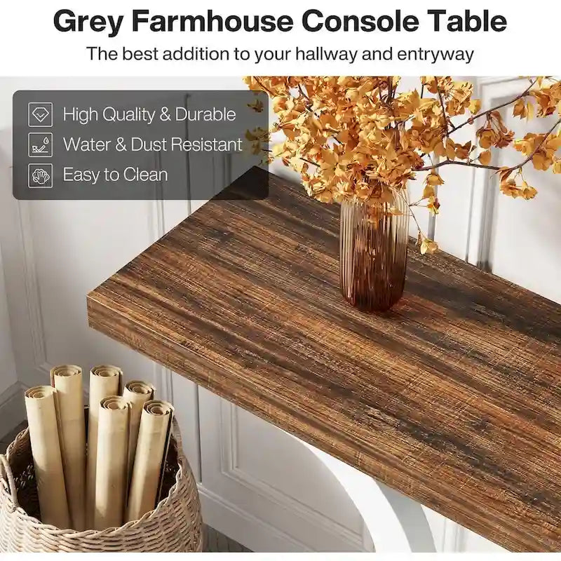 Console de ferme, table de canapé en bois de 140 cm, table d'entrée