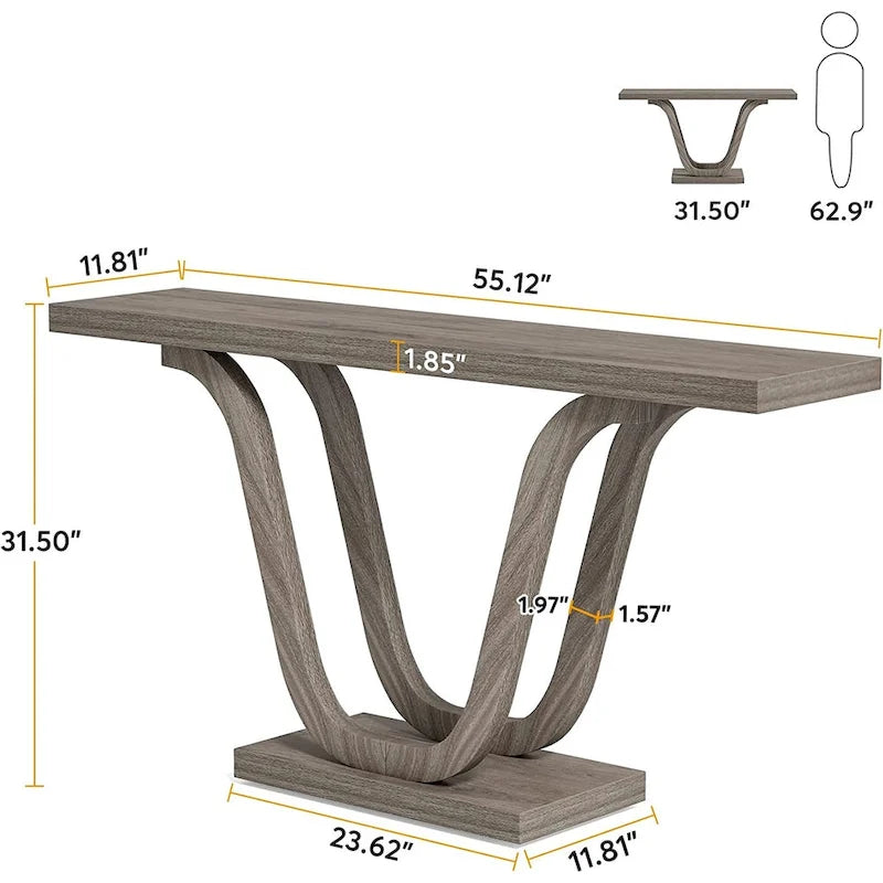 Console de ferme, table de canapé en bois de 140 cm, table d'entrée