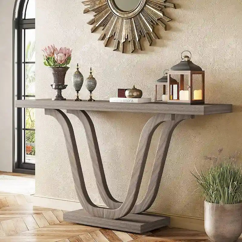 Console de ferme, table de canapé en bois de 140 cm, table d'entrée