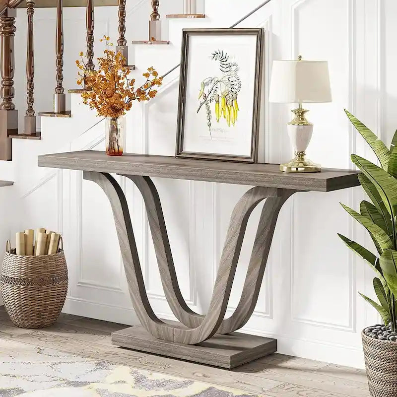 Console de ferme, table de canapé en bois de 140 cm, table d'entrée