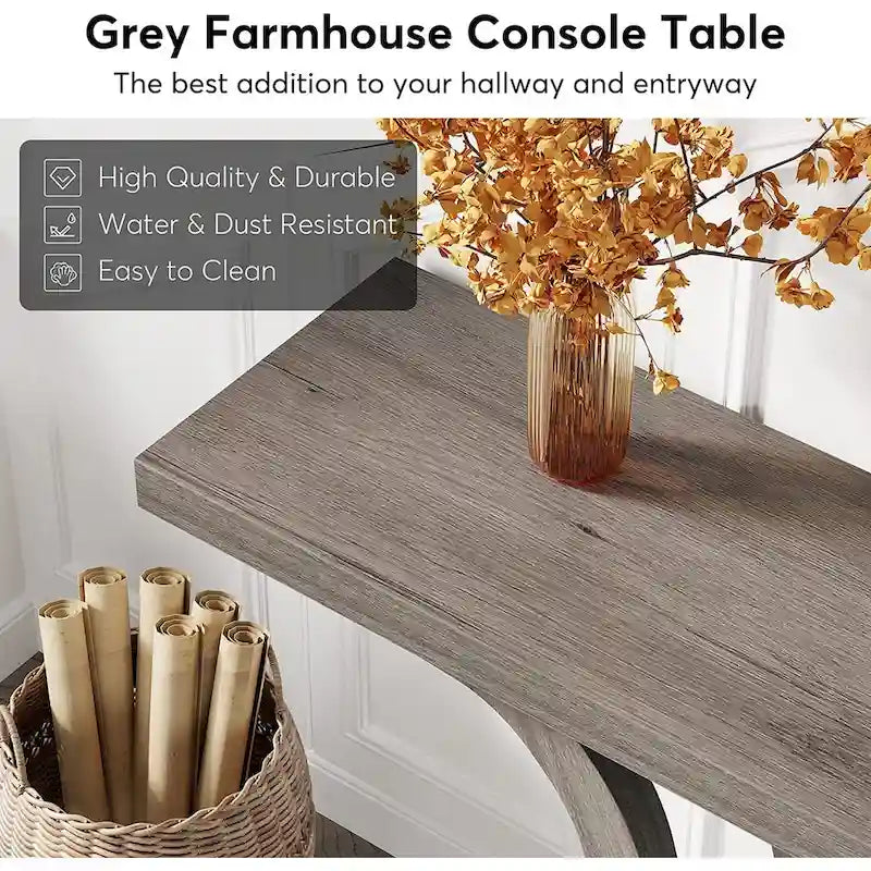 Console de ferme, table de canapé en bois de 140 cm, table d'entrée