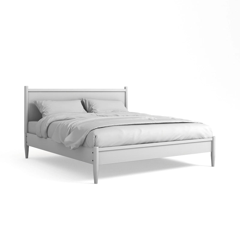 Lit plateforme en bois lambrissé style moderne du milieu du siècle, taille Queen
