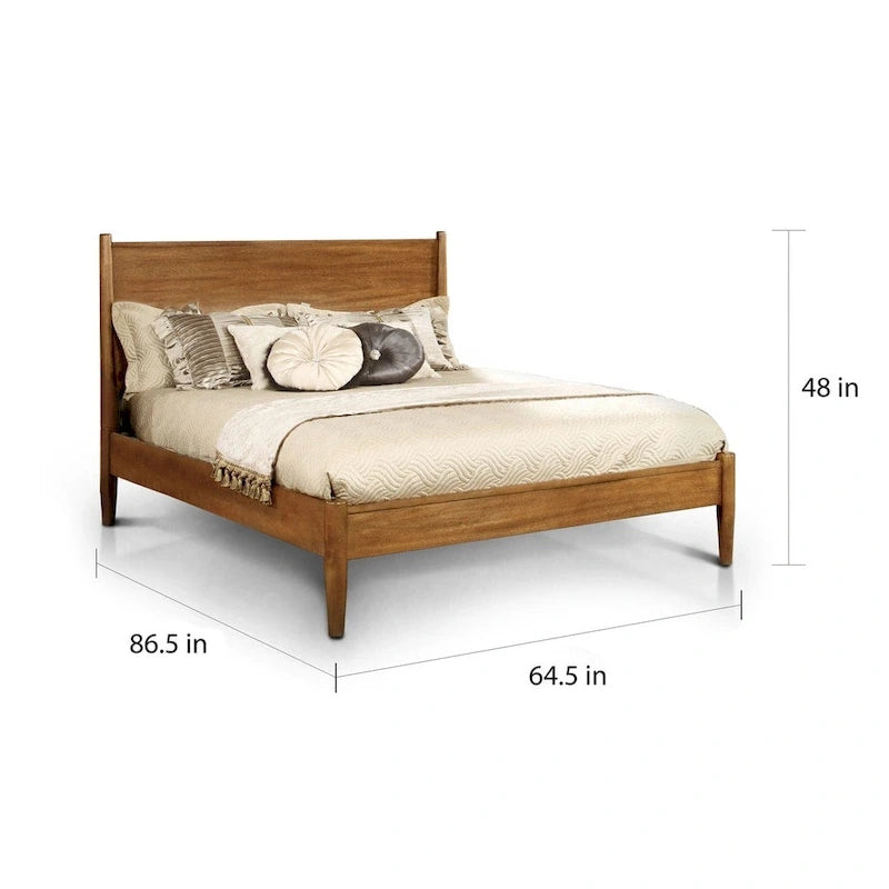Lit plateforme en bois lambrissé style moderne du milieu du siècle, taille Queen