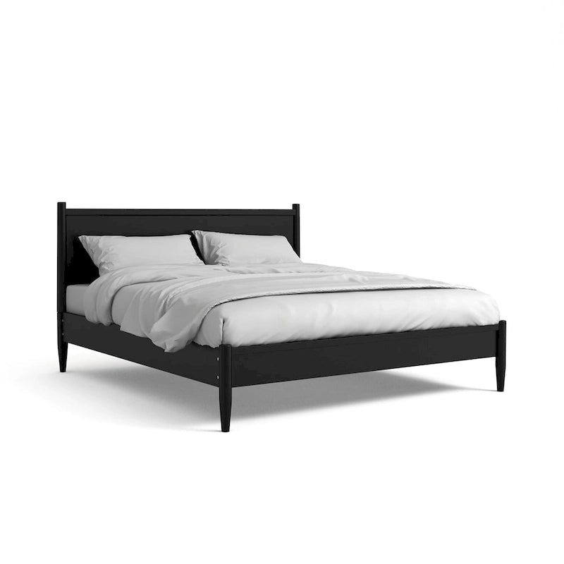 Lit plateforme en bois lambrissé style moderne du milieu du siècle, taille Queen