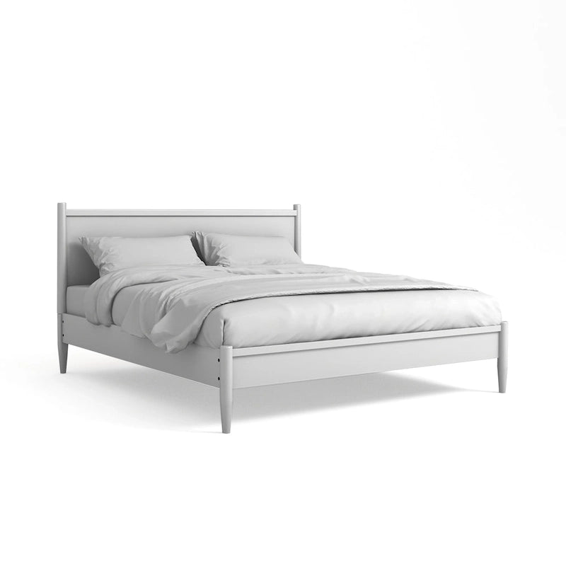 Lit plateforme en bois lambrissé style moderne du milieu du siècle, taille Queen