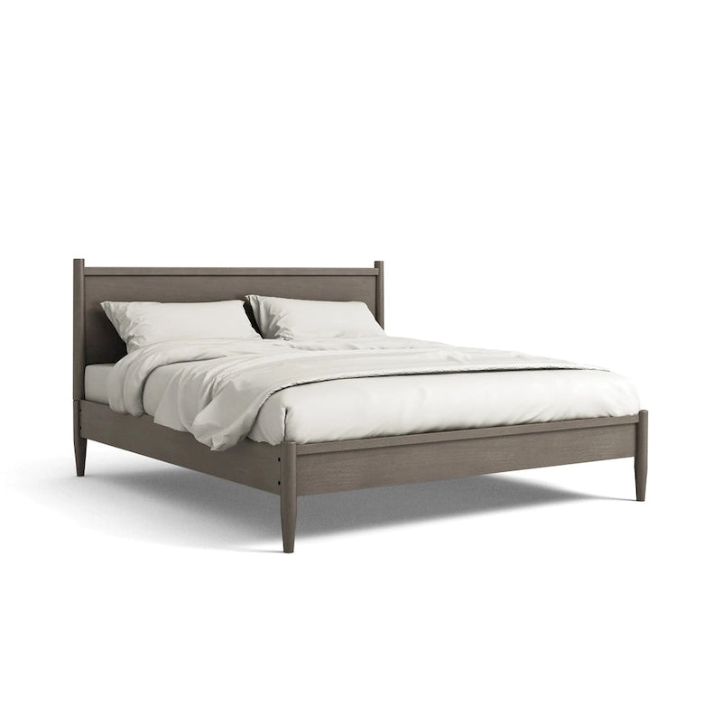 Lit plateforme en bois lambrissé style moderne du milieu du siècle, taille Queen