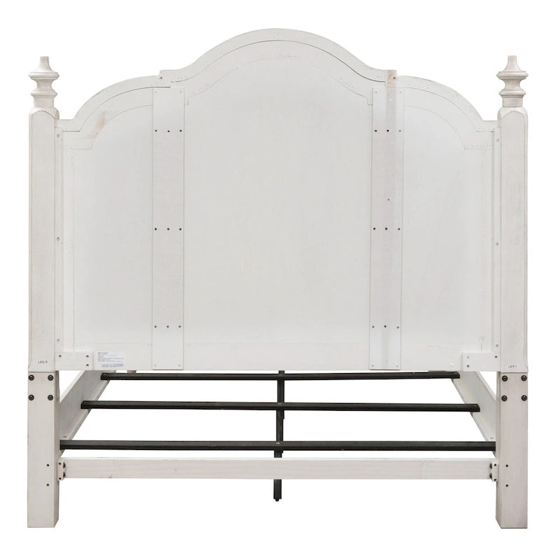 Lit à baldaquin Queen Farmhouse Reimagined Antique White avec finition Chestnut