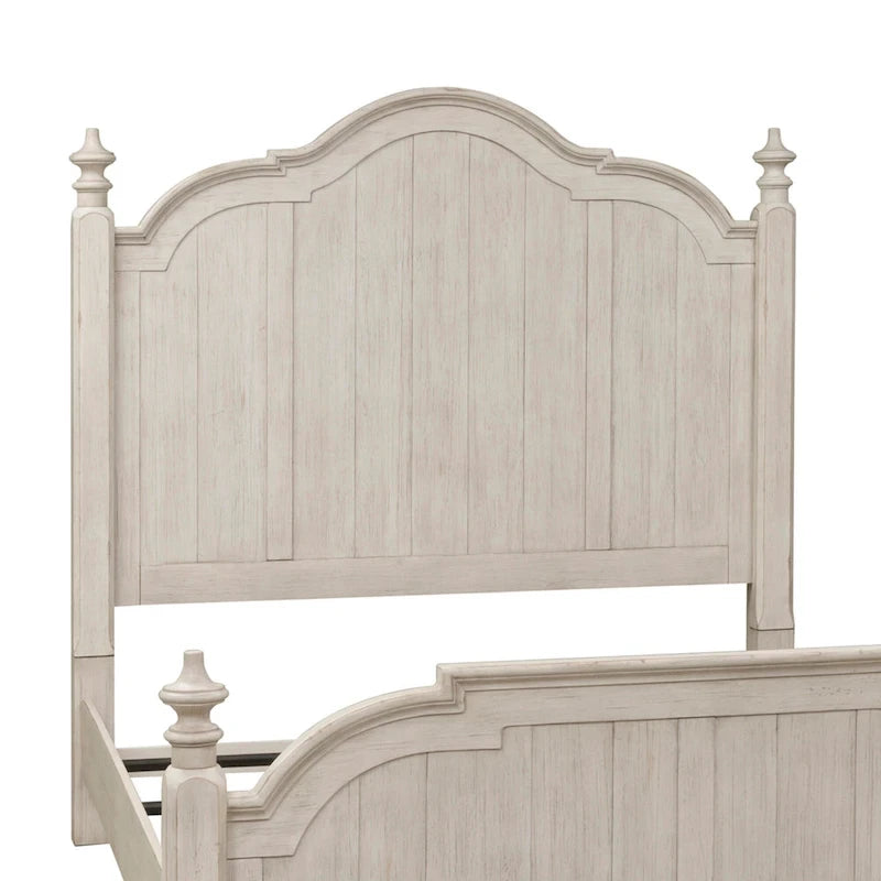 Lit à baldaquin Queen Farmhouse Reimagined Antique White avec finition Chestnut