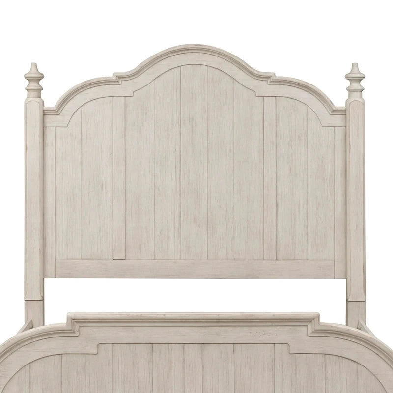 Lit à baldaquin Queen Farmhouse Reimagined Antique White avec finition Chestnut