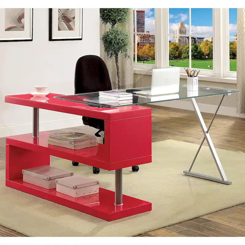 Bureau informatique convertible en métal contemporain de 59 pouces