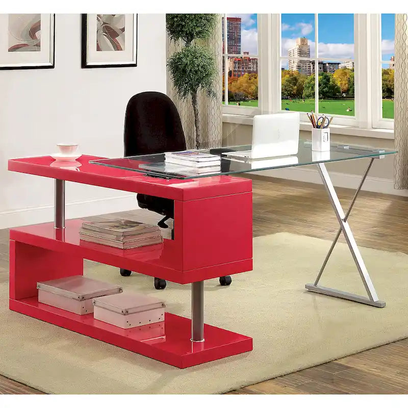 Bureau informatique convertible en métal contemporain de 59 pouces