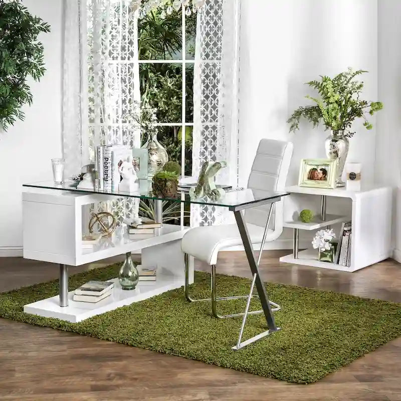 Bureau informatique convertible en métal contemporain de 59 pouces