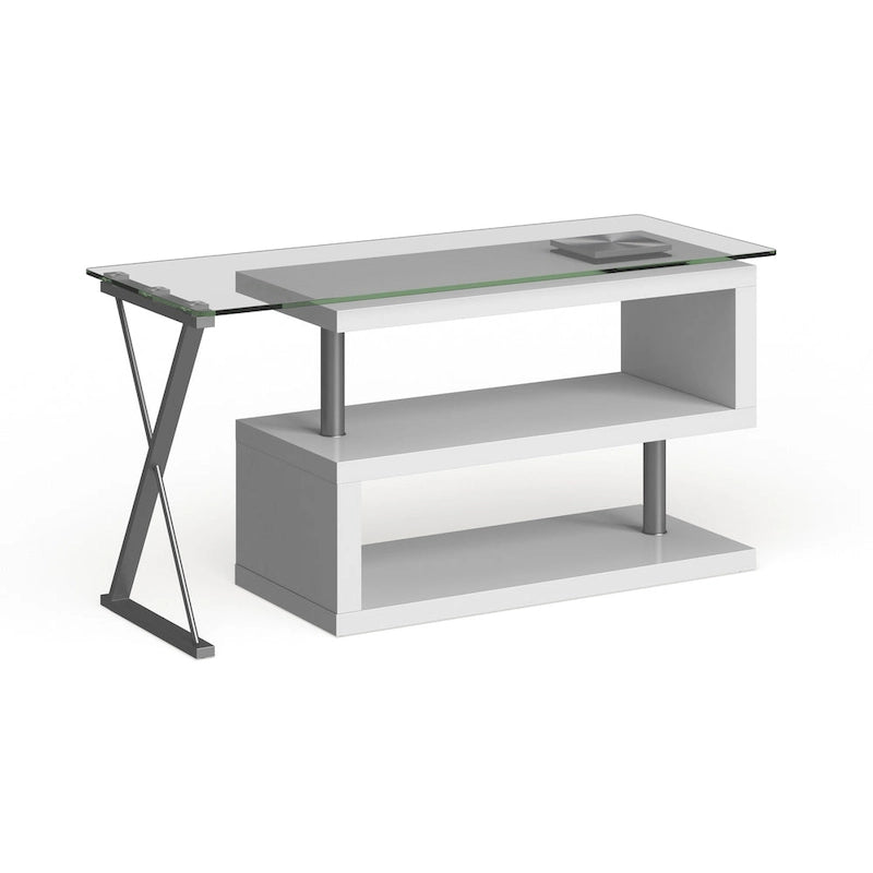 Bureau informatique convertible en métal contemporain de 59 pouces