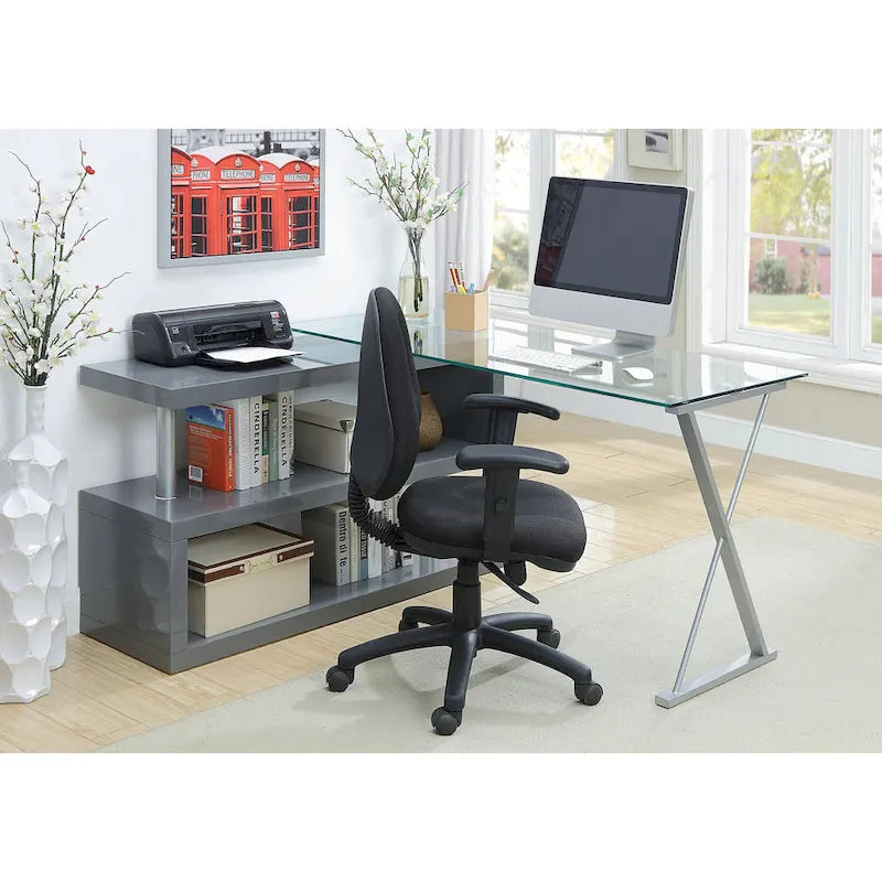 Bureau informatique convertible en métal contemporain de 59 pouces