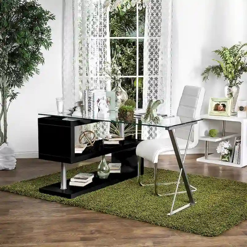 Bureau informatique convertible en métal contemporain de 59 pouces