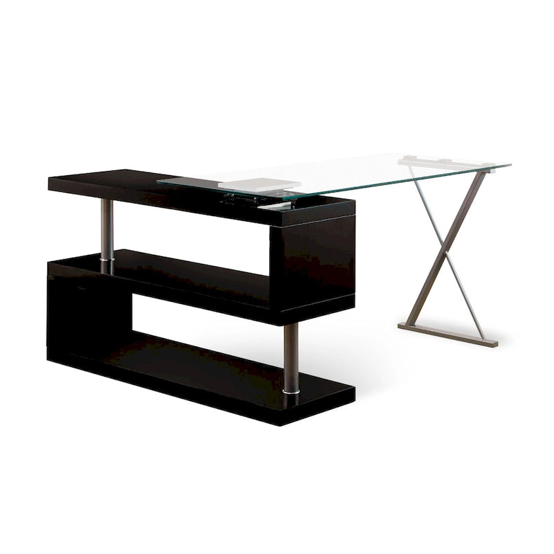 Bureau informatique convertible en métal contemporain de 59 pouces