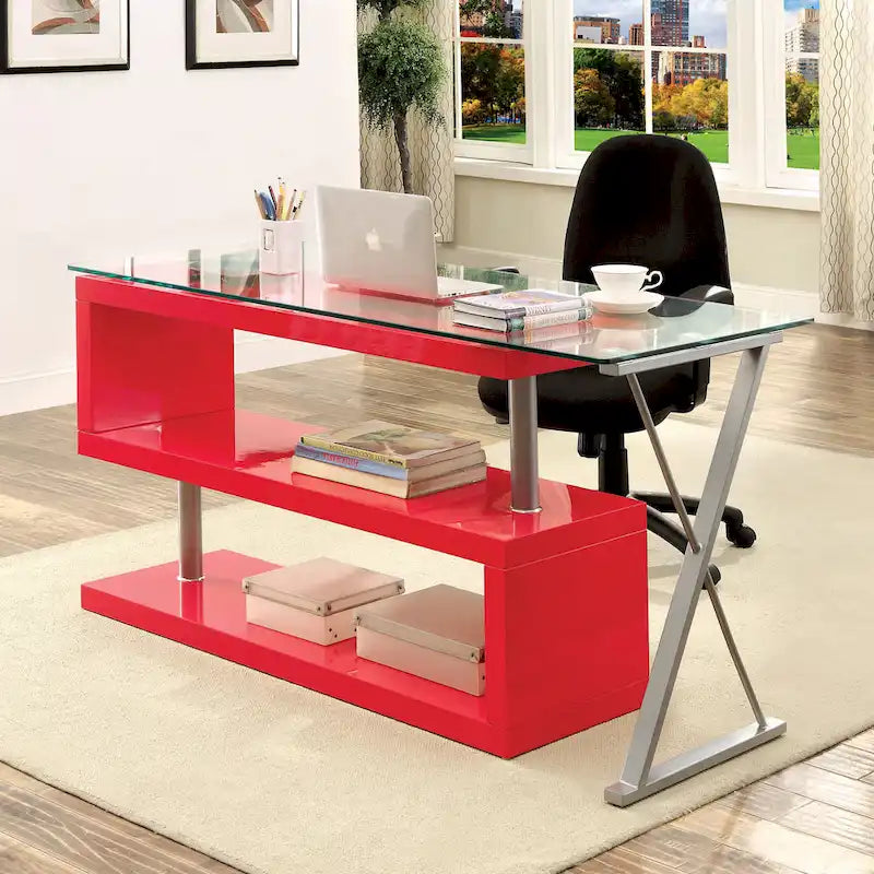 Bureau informatique convertible en métal contemporain de 59 pouces