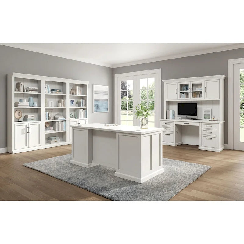 Buffet en bois moderne avec portes, buffet de rangement, rangement de bureau, entièrement assemblé, blanc