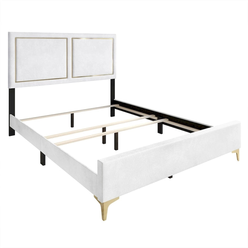 Lit rembourré en velours minimaliste