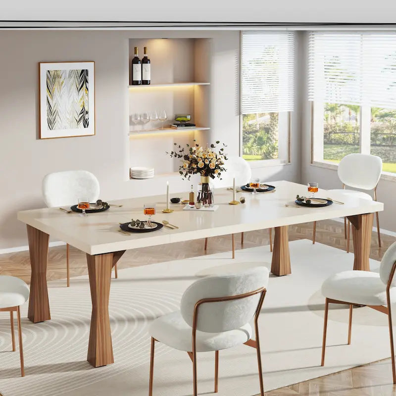 Grande table à manger de 180 cm pour 6-8 personnes, table de cuisine moderne