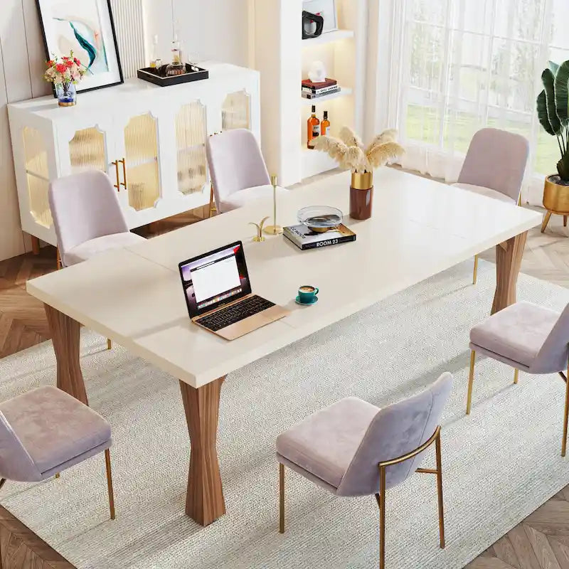 Grande table à manger de 180 cm pour 6-8 personnes, table de cuisine moderne