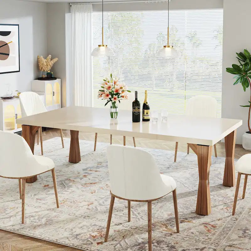 Grande table à manger de 180 cm pour 6-8 personnes, table de cuisine moderne