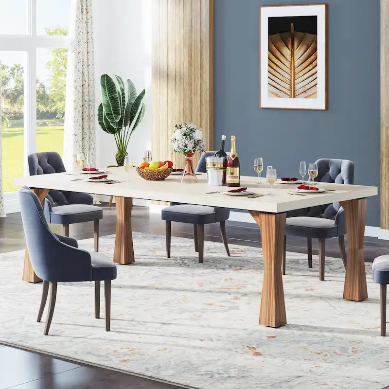 Grande table à manger de 180 cm pour 6-8 personnes, table de cuisine moderne
