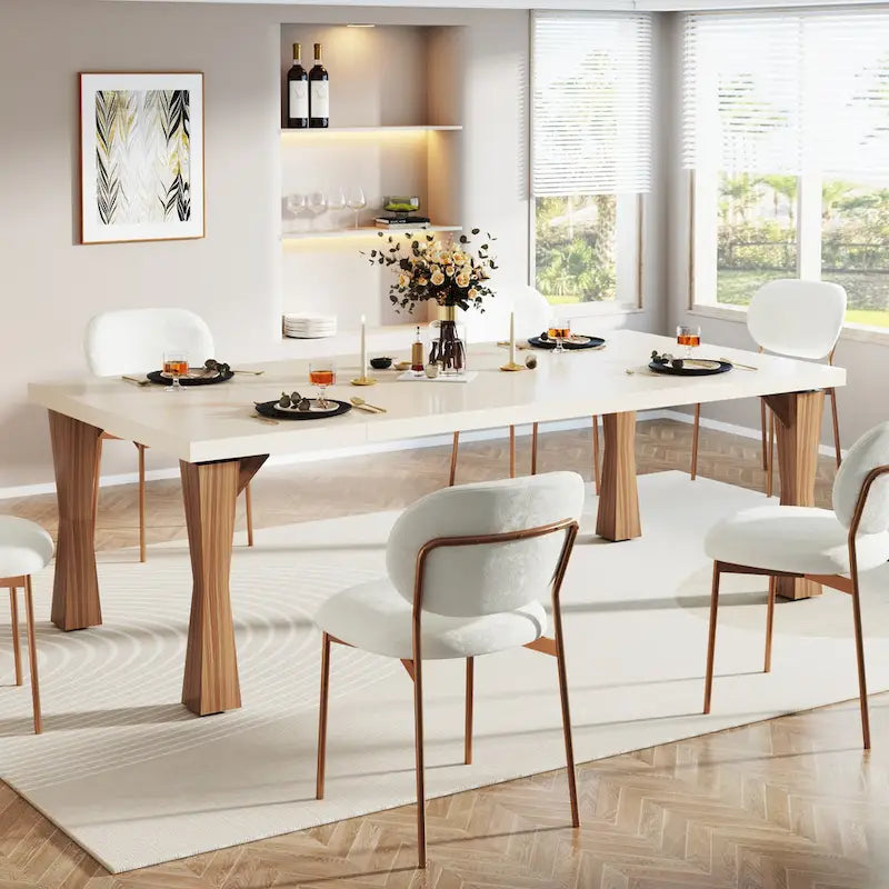 Grande table à manger de 180 cm pour 6-8 personnes, table de cuisine moderne