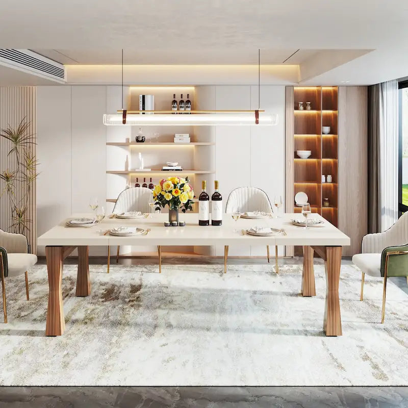 Grande table à manger de 180 cm pour 6-8 personnes, table de cuisine moderne