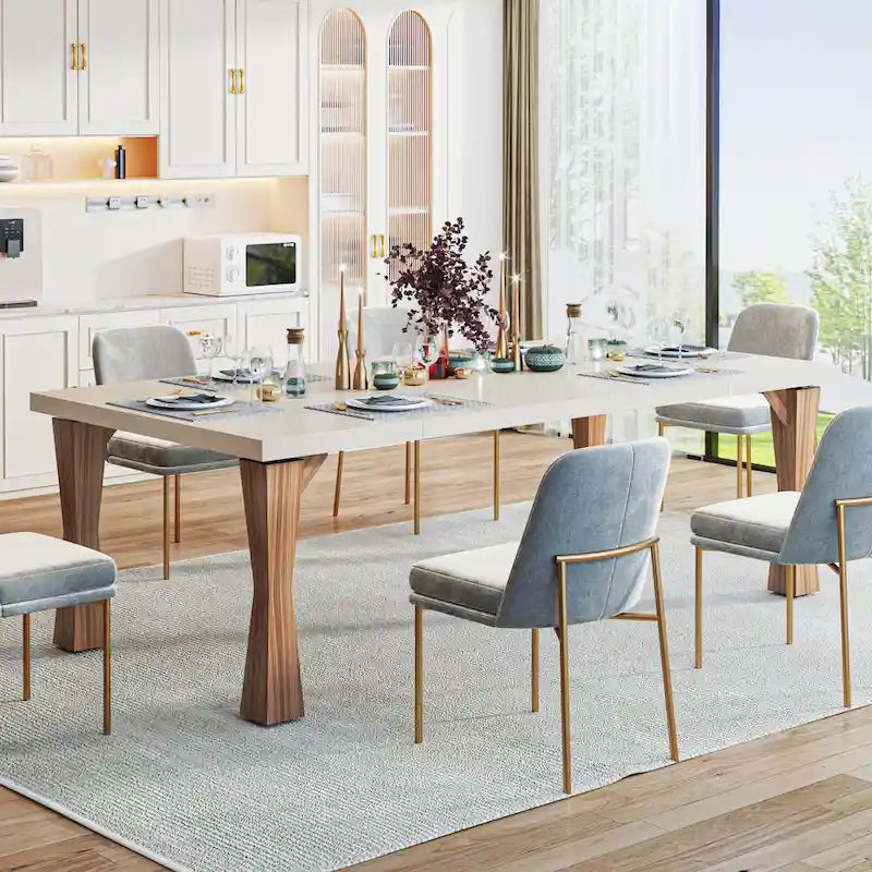 Grande table à manger de 180 cm pour 6-8 personnes, table de cuisine moderne