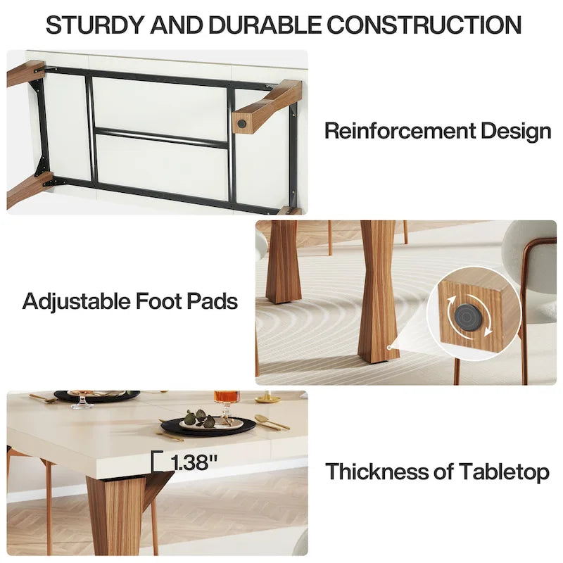 Grande table à manger de 180 cm pour 6-8 personnes, table de cuisine moderne