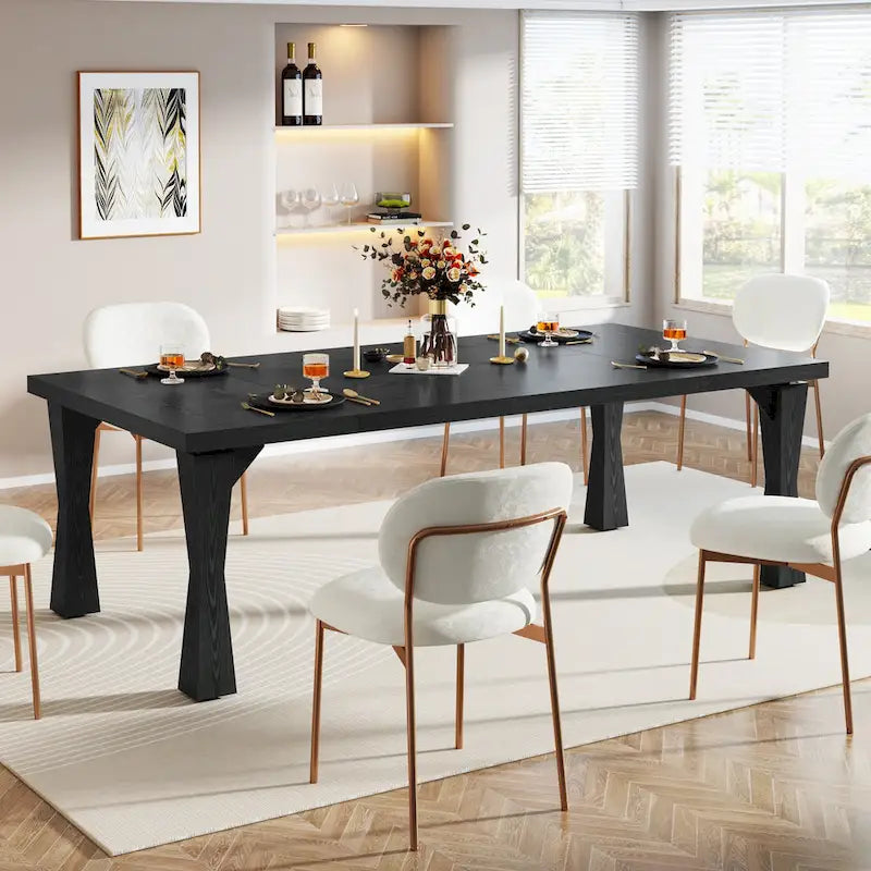 Grande table à manger de 180 cm pour 6-8 personnes, table de cuisine moderne