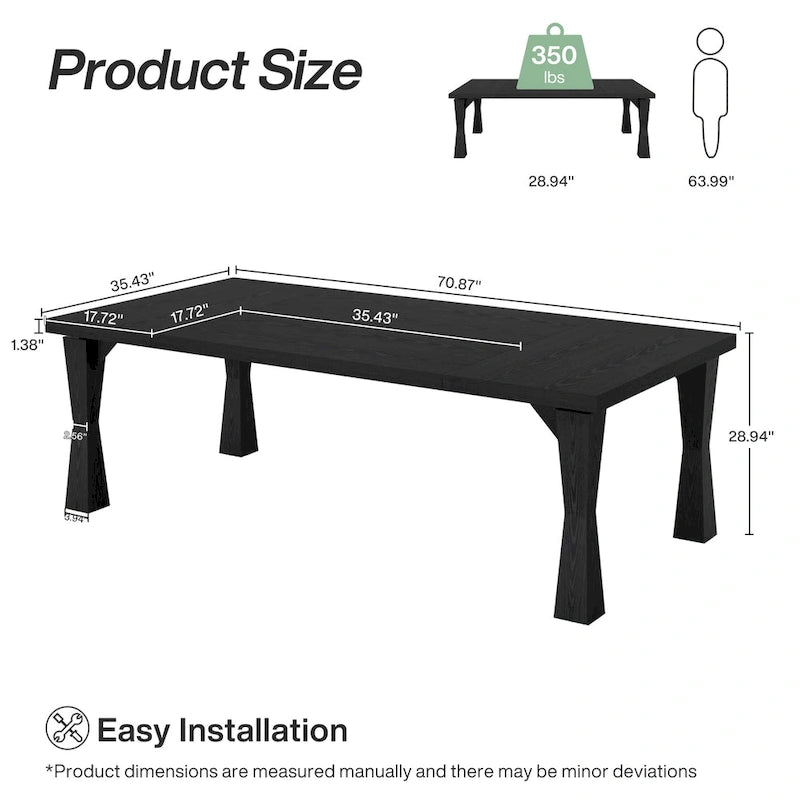 Grande table à manger de 180 cm pour 6-8 personnes, table de cuisine moderne