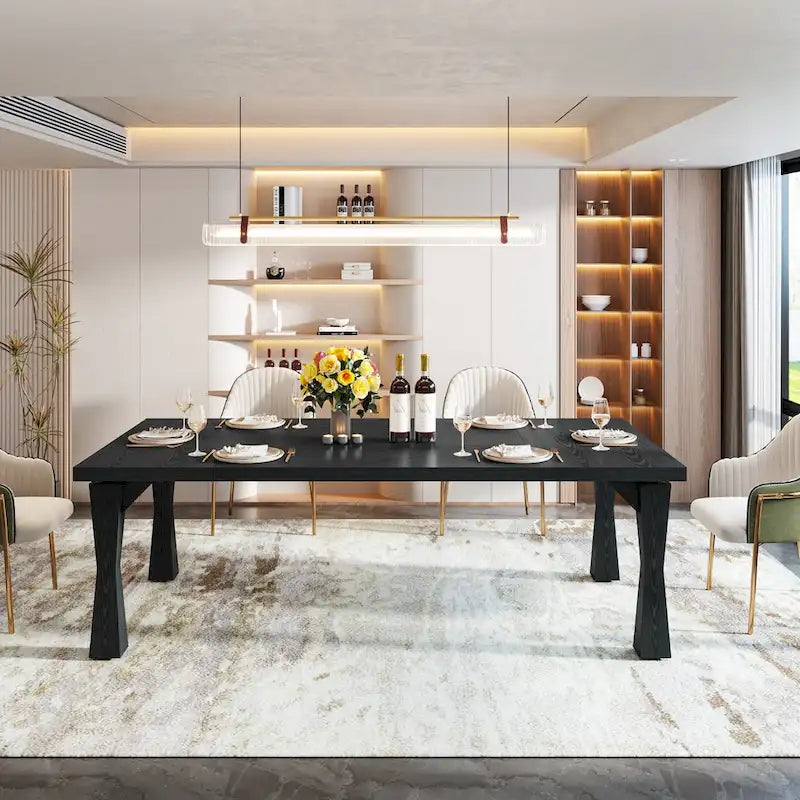Grande table à manger de 180 cm pour 6-8 personnes, table de cuisine moderne